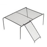 Metal Iron Chicken Feeding Ladder Grid Shelving Landscaping Platform Supplies - Black-L