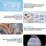 20x Plastic Shoe Storage Box - Stackable, Foldable Clear Shoe Boxes