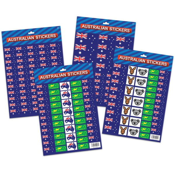 Australian Flag Stickers | 4x A4 Sheets of Festive Stickers for Australia Day Celebrations