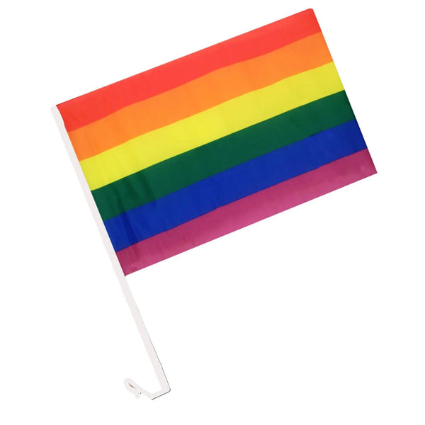 RAINBOW CAR FLAG with Window Clip | 30cm x 45cm | LGBT Gay Pride