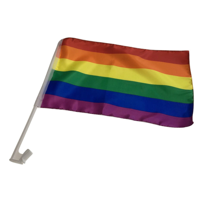 RAINBOW CAR FLAG with Window Clip | 30cm x 45cm | LGBT Gay Pride