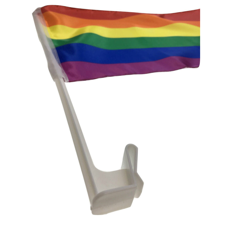 RAINBOW CAR FLAG with Window Clip | 30cm x 45cm | LGBT Gay Pride