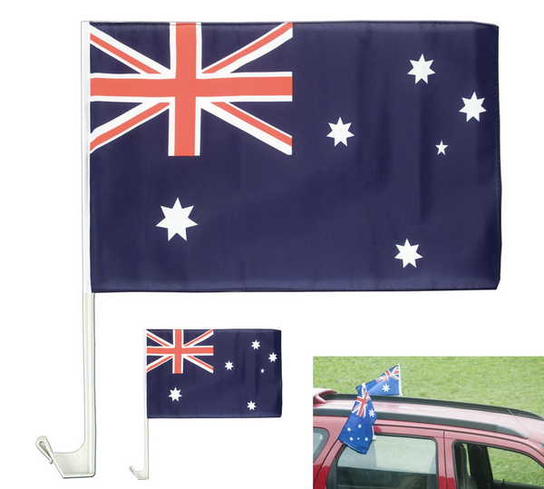 2x AUSTRALIA CAR FLAG with Window Clip Flags | Australia Day | 30cm x 45cm