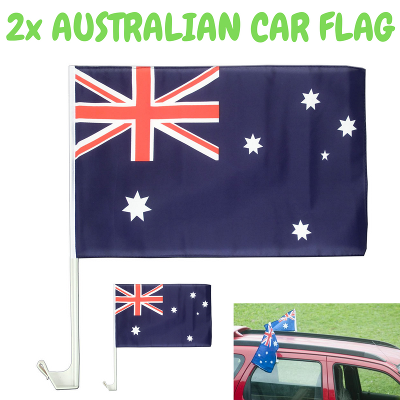 2x AUSTRALIA CAR FLAG with Window Clip Flags | Australia Day | 30cm x 45cm
