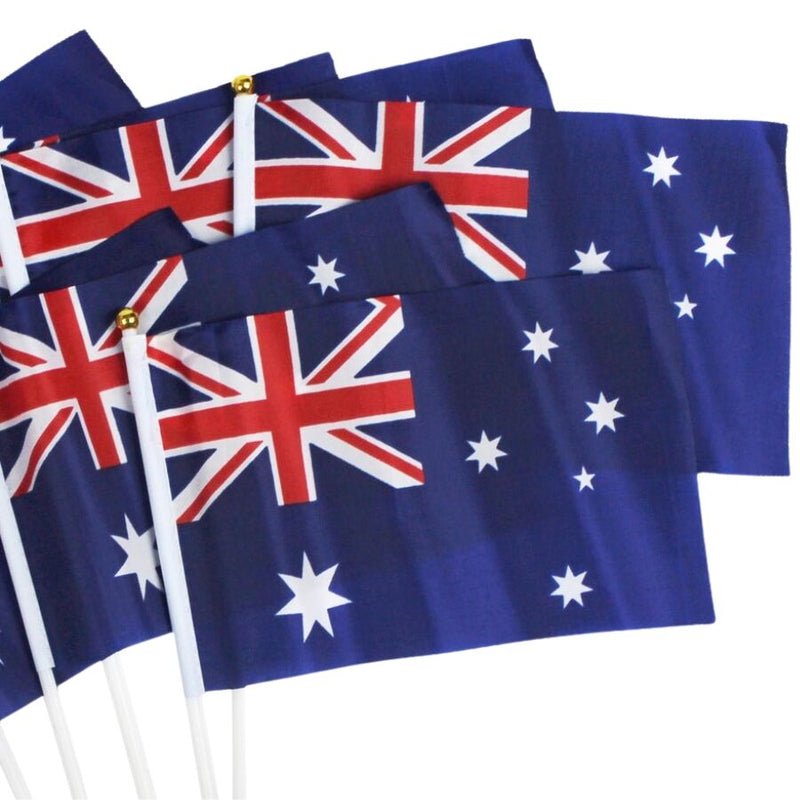 12x Australian Hand Flags | Set of 8 (14cm x 21cm)