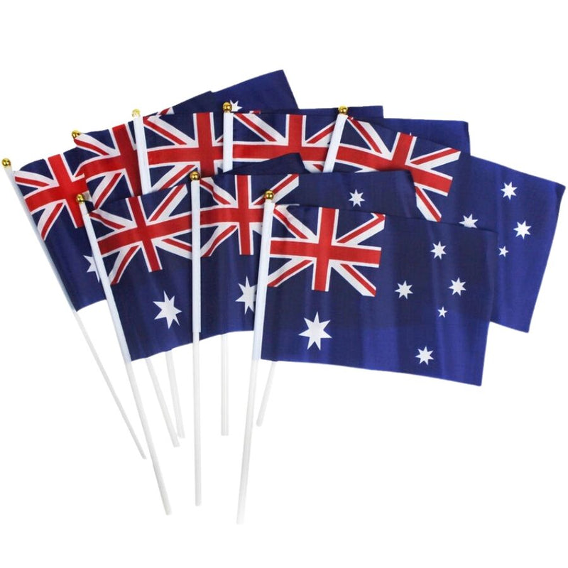 12x Australian Hand Flags | Set of 8 (14cm x 21cm)