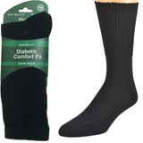 1 Pair DIABETIC BAMBOO Socks Work Socks Medical Loose Top Crew Cushion BLACK - 11-14