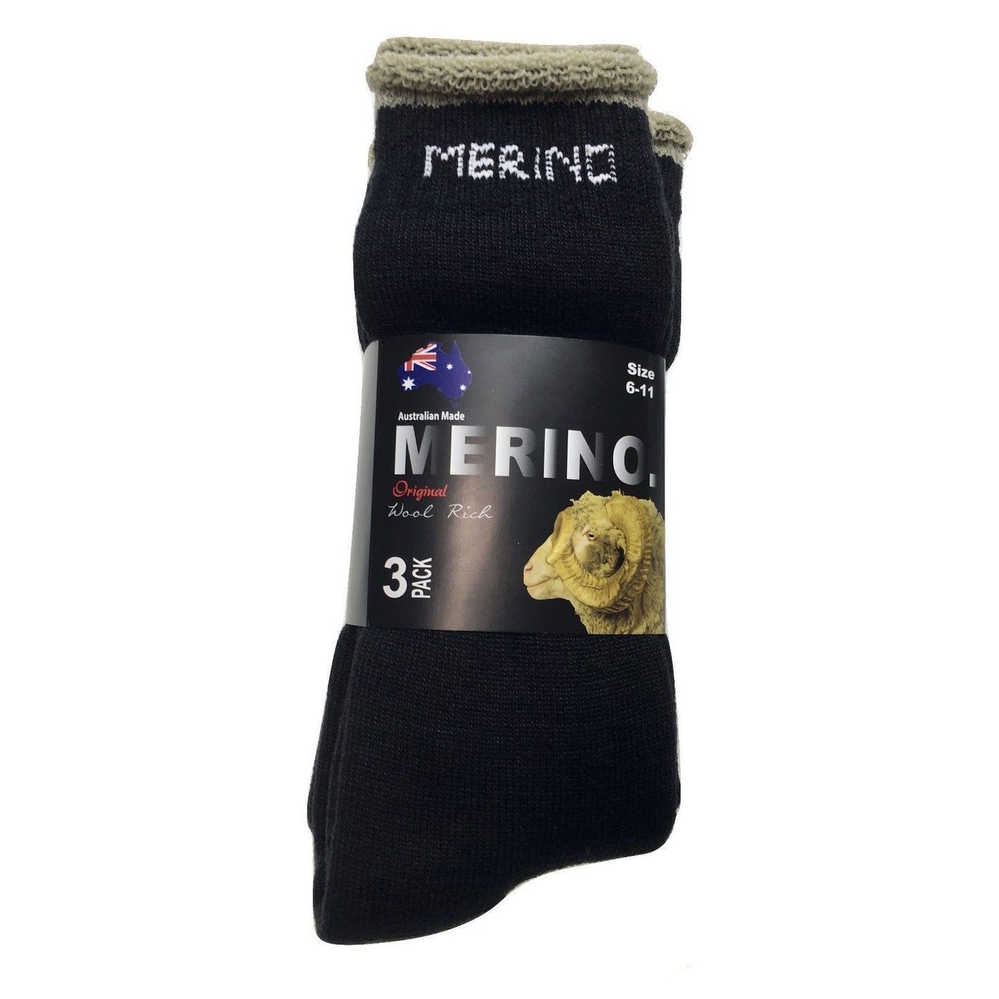 3 Pairs MERINO WOOL SOCKS Mens Heavy Duty Premium Thick Work Socks Cushion - Dark Grey - 11-14