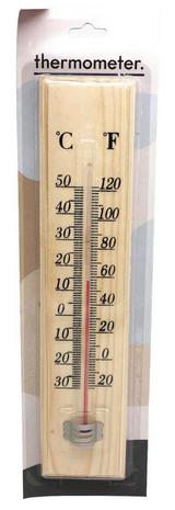 Thermometer | 27cm | Wooden Indoor Outdoor Glass Wall Hanging Room Sensor