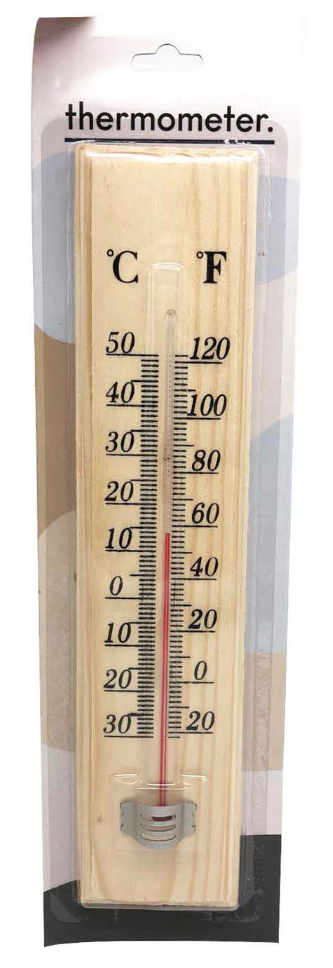 Thermometer | 27cm | Wooden Indoor Outdoor Glass Wall Hanging Room Sensor