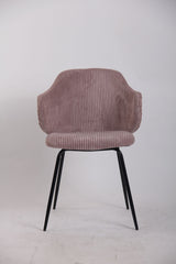 Set of 2 Dining Chairs with Corduroy Cord Fabric in Pink