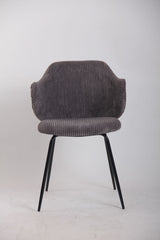 Set of 4 Dining Chairs with Corduroy Cord Fabric in Dark Grey Lincoln