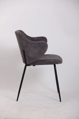 Set of 4 Dining Chairs with Corduroy Cord Fabric in Dark Grey Lincoln