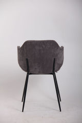 Set of 4 Dining Chairs with Corduroy Cord Fabric in Dark Grey Lincoln