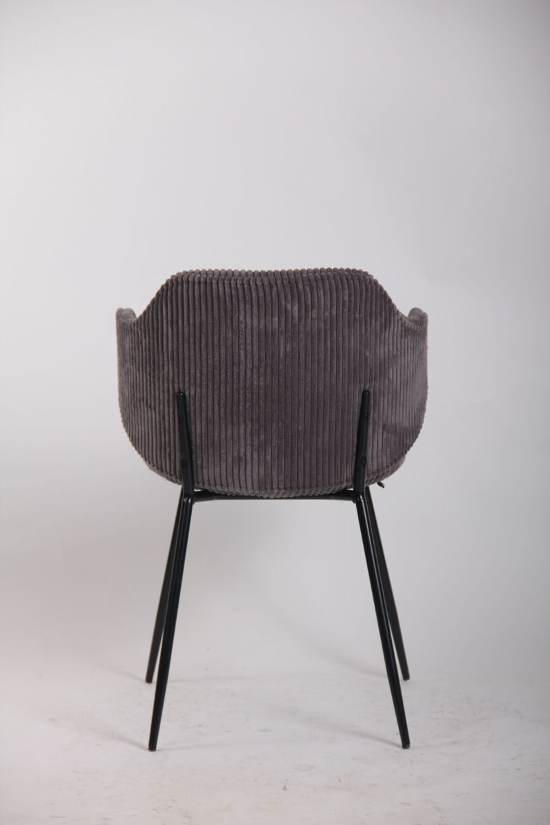 Set of 4 Dining Chairs with Corduroy Cord Fabric in Dark Grey Lincoln