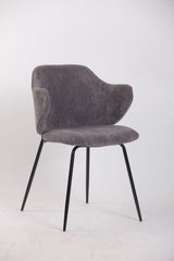 Set of 4 Dining Chairs with Corduroy Cord Fabric in Dark Grey Lincoln