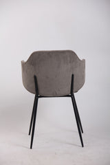 Set of 2 Dining Chairs with Corduroy Cord Fabric in Grey