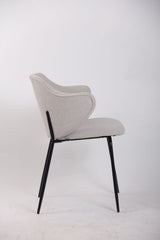 Set of 4 Dining Chairs Fabric with Metal Legs in Ivory Beige