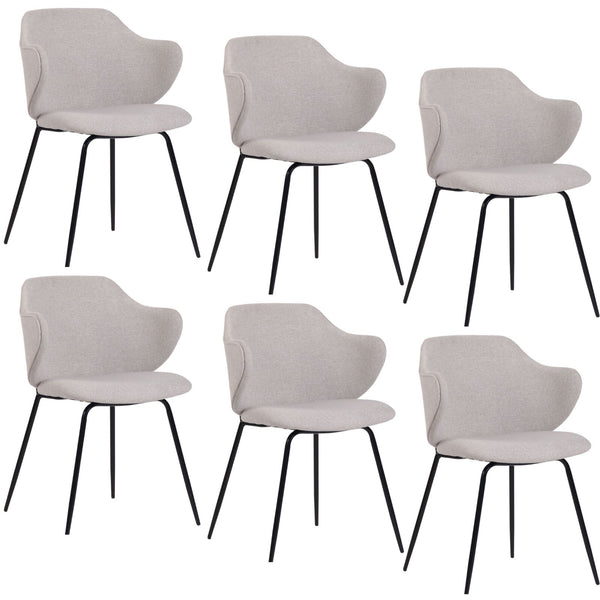 Set of 2 Dining Chairs Fabric with Metal Legs in Ivory Beige