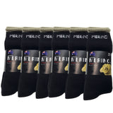6 Pairs MERINO WOOL SOCKS Mens Heavy Duty Premium Thick Work Socks Cushion BULK - Black - 11-14