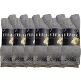 6 Pairs MERINO WOOL SOCKS Mens Heavy Duty Premium Thick Work Socks Cushion BULK - Grey - 11-14
