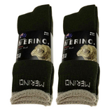 6 Pairs MERINO WOOL SOCKS Mens Heavy Duty Premium Thick Work Socks Cushion BULK - Olive - 11-14