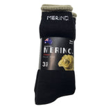 9 Pairs MERINO WOOL SOCKS Mens Heavy Duty Premium Thick Work Socks Cushion BULK - Black - 11-14