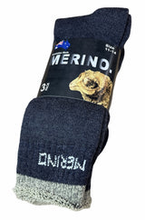 9 Pairs MERINO WOOL SOCKS Mens Heavy Duty Premium Thick Work Socks Cushion BULK - Navy Blue - 11-14