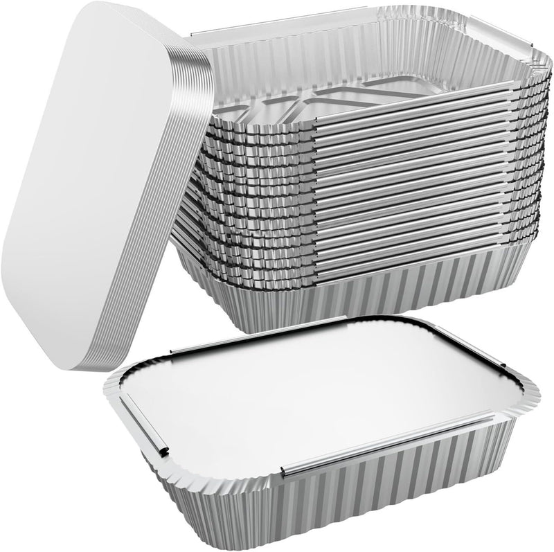 240x Aluminium Disposable Foil Food Container Trays Pans w/ Lids Covers Bulk  24cm*18cm*6cm