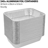 240x Aluminium Disposable Foil Food Container Trays Pans Baking Roast Bulk 32.5x26x5.5cm