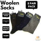 2 Pairs WOOL BLEND SOCKS Mens Soft Dress Thick Work Thermal Warm Cushion Foot - 6-11