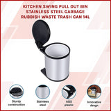 Kitchen Swing Pull Out Bin Stainless Steel Garbage Rubbish Waste Trash Can 14L