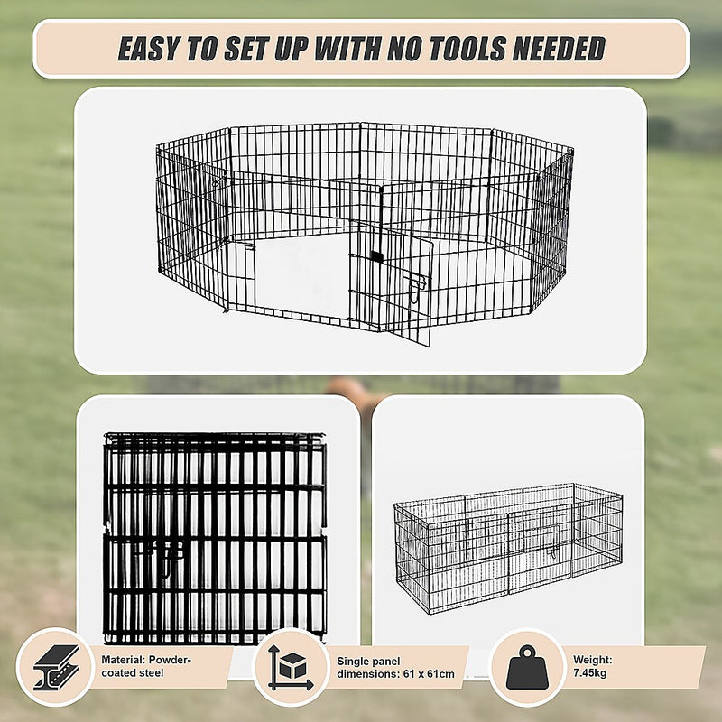 24" 8 Panel Pet Dog Playpen Puppy Exercise Cage Enclosure Fence Play Pen
