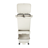 42L Rubbish Bin Waste Trash Can Pedal Recycling Kitchen Wheel 2 Compartment