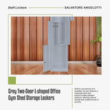 Grey Two-Door L-shaped Office Gym Shed Storage Lockers