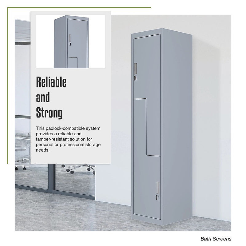Grey Two-Door L-shaped Office Gym Shed Storage Lockers