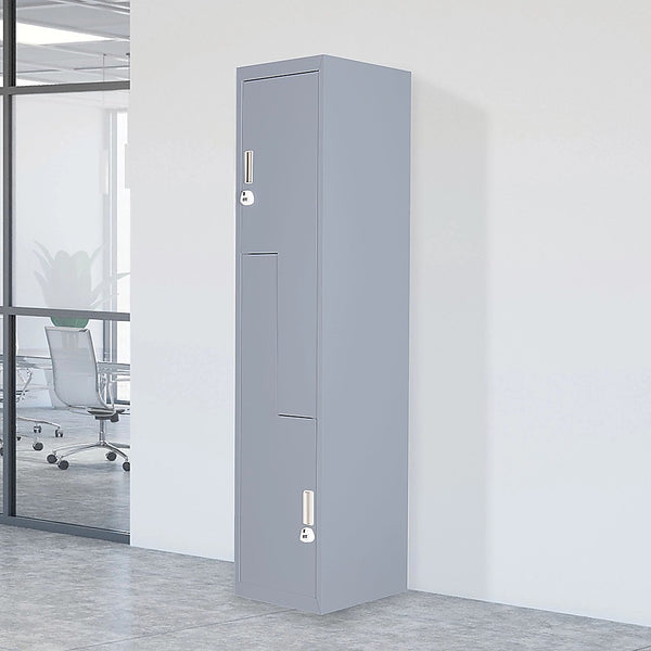 Grey Two-Door L-shaped Office Gym Shed Storage Lockers