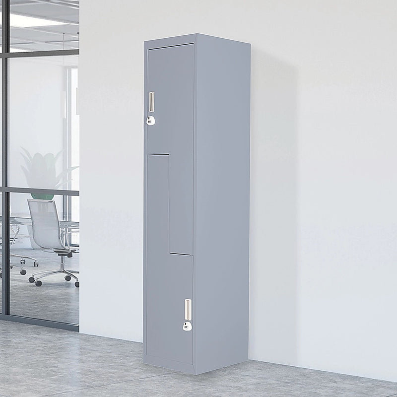 Grey Two-Door L-shaped Office Gym Shed Storage Lockers