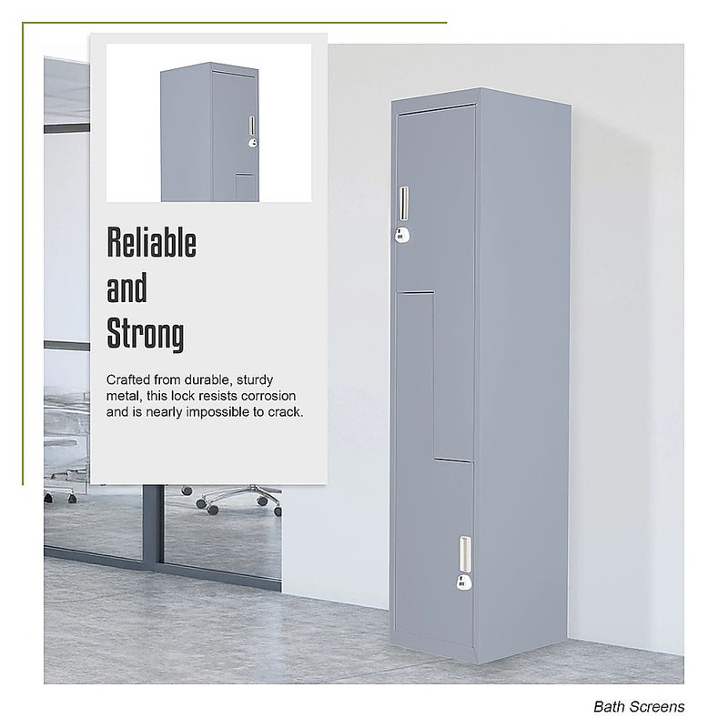 Grey Two-Door L-shaped Office Gym Shed Storage Lockers