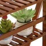 Plant Stand Outdoor Indoor Garden Wood Bamboo Shelf Folding 100CM Length