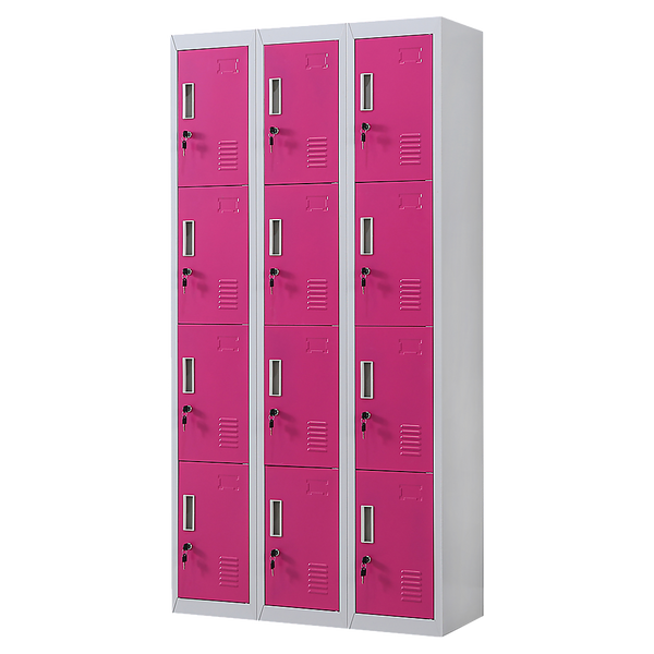 12-Door Locker for Office Gym Shed School Home Storage - Standard Lock with 2 Keys