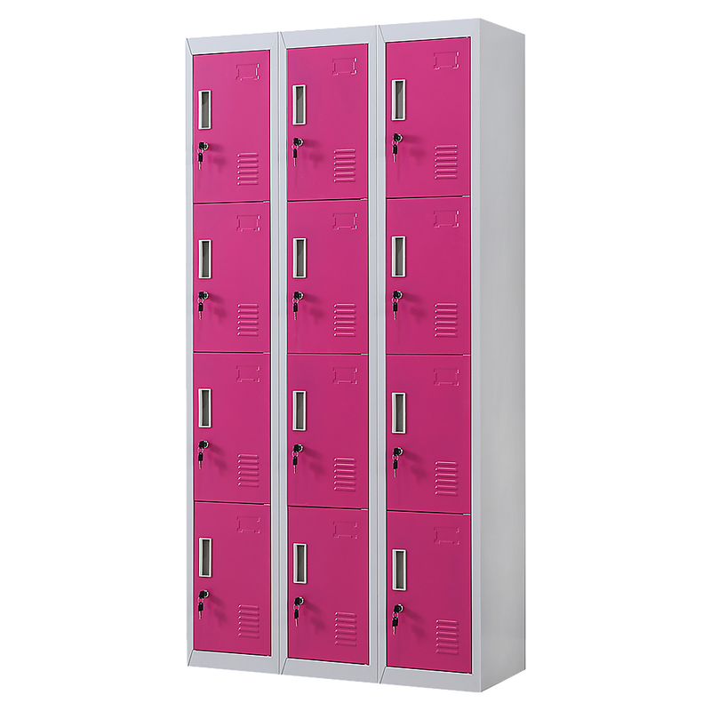 12-Door Locker for Office Gym Shed School Home Storage - Standard Lock with 2 Keys