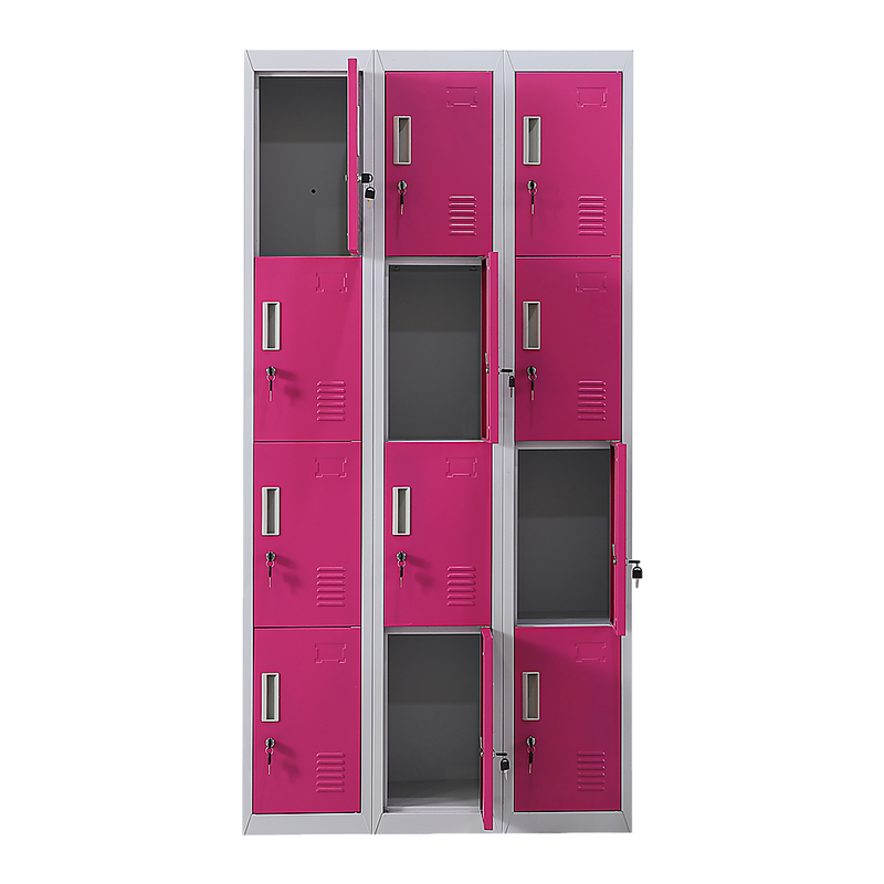 12-Door Locker for Office Gym Shed School Home Storage - Standard Lock with 2 Keys