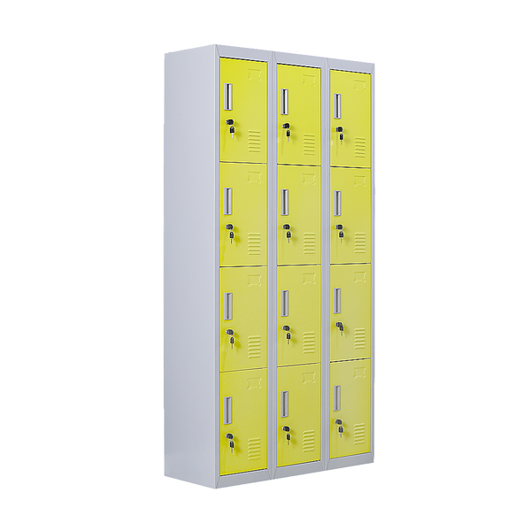 12-Door Locker for Office Gym Shed School Home Storage - Standard Lock with 2 Keys