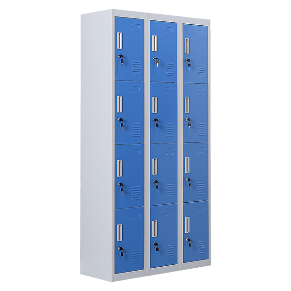 12-Door Locker for Office Gym Shed School Home Storage - Standard Lock with Keys