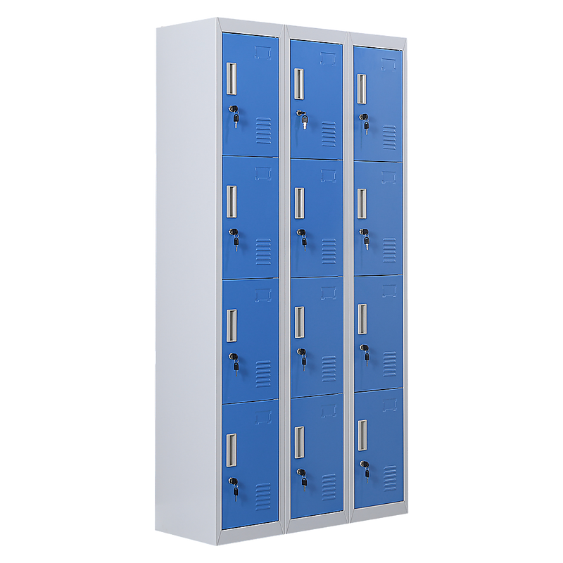 12-Door Locker for Office Gym Shed School Home Storage - Standard Lock with Keys