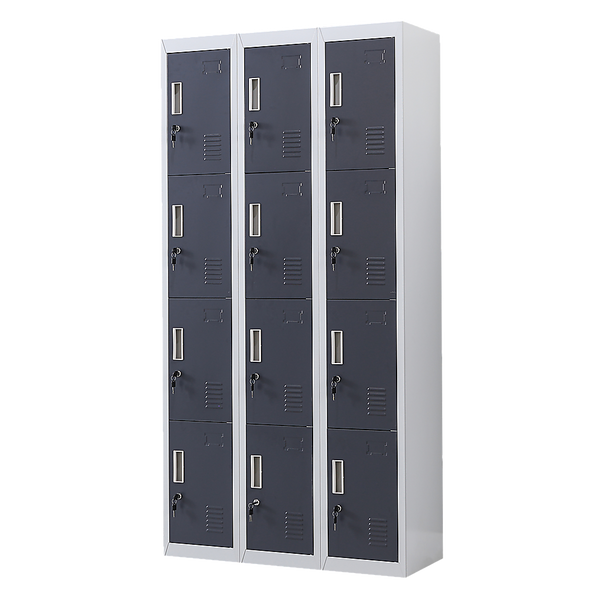 12-Door Locker for Office Gym Shed School Home Storage - Standard Lock with Keys