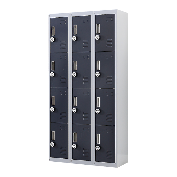 12-Door Locker for Office Gym Shed School Home Storage - 4-Digit Combination Lock