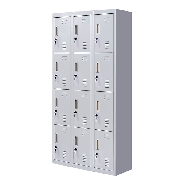 12-Door Locker for Office Gym Shed School Home Storage - Standard Lock with Keys