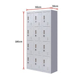 12-Door Locker for Office Gym Shed School Home Storage - Padlock-operated